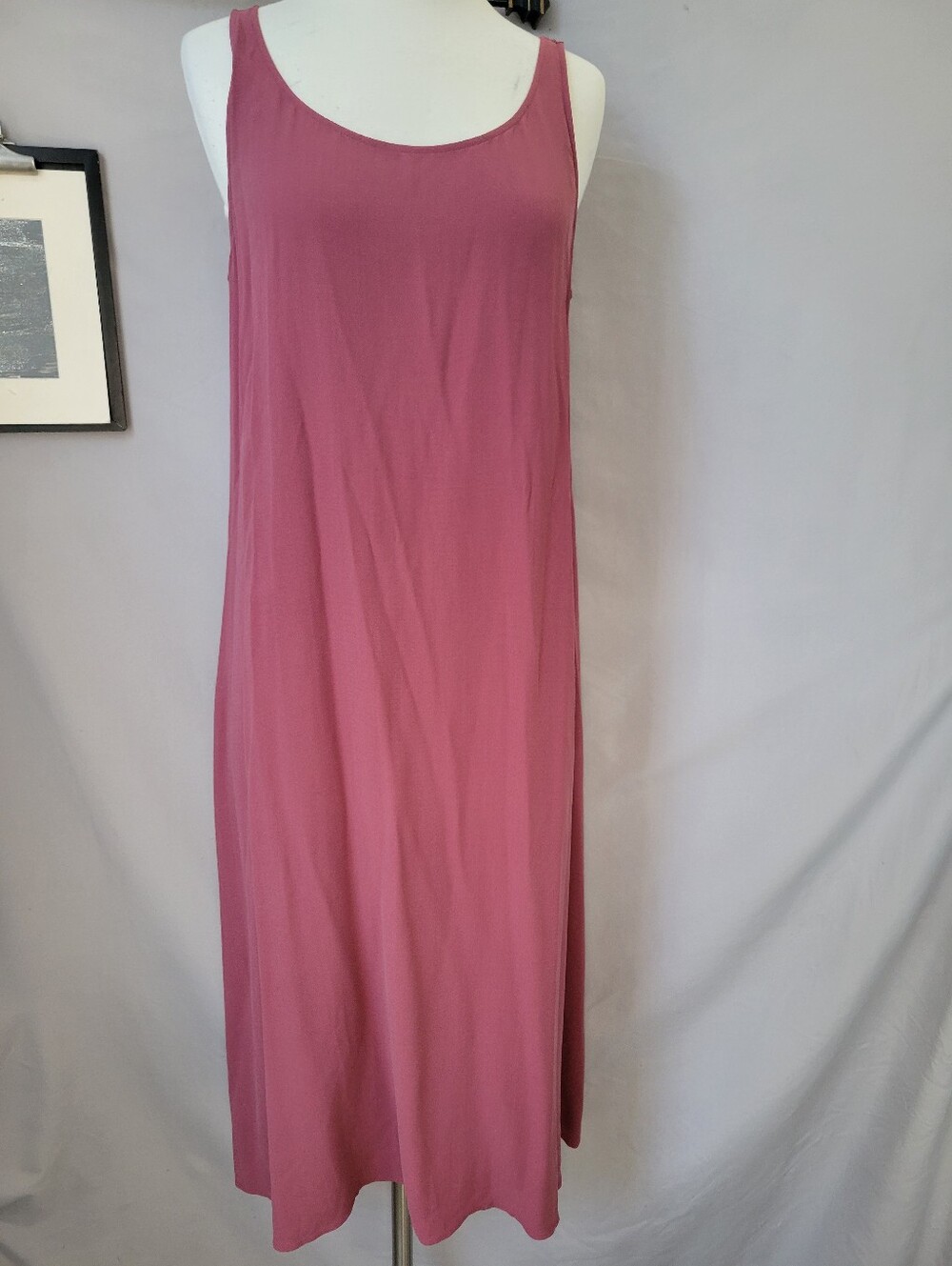 Eileen Fisher Silk Crepe Sleeveless Tank Midi Dress M